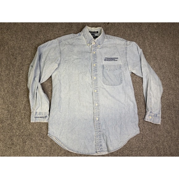 Lockheed Martin Engineering Denim Button Up Shirt Size Medium Aeronautics